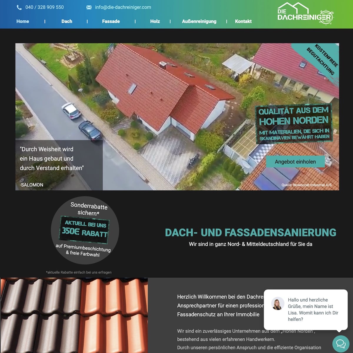 Homepage Referenz vom Webdesigner aus Leipzig: Die Dachreiniger