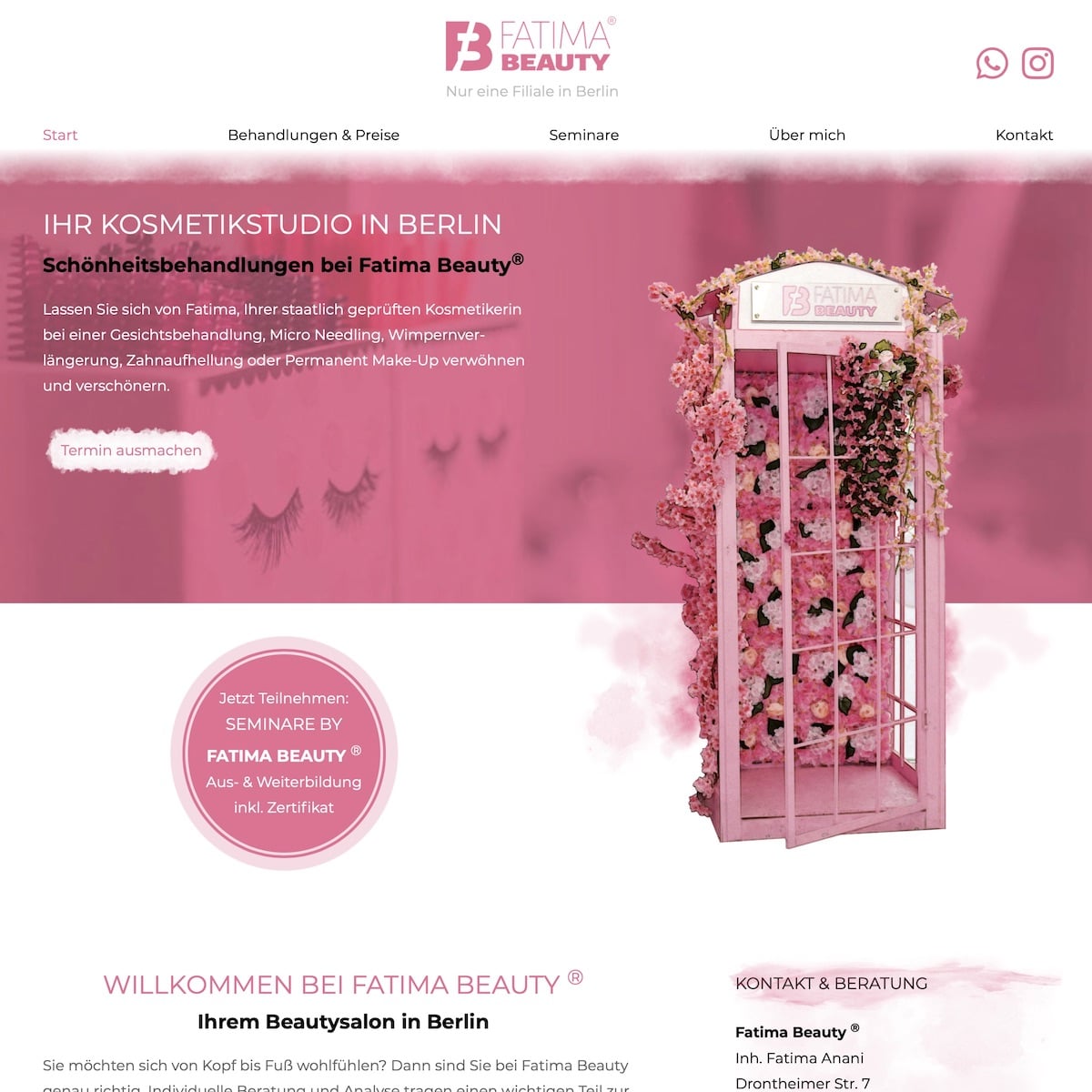 Homepage Referenz vom Webdesigner aus Leipzig: Fatima Beauty