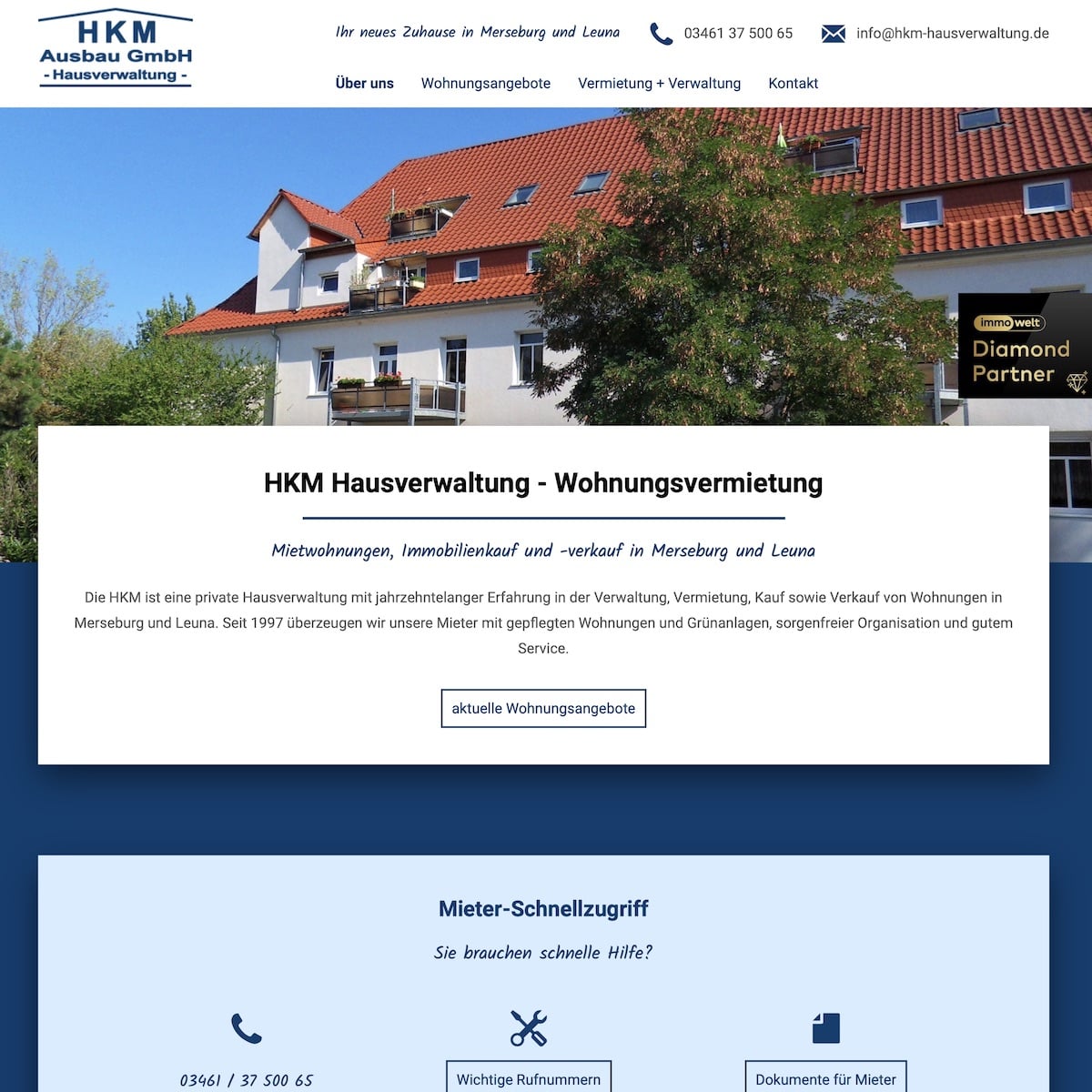 Homepage Referenz vom Webdesigner aus Leipzig: HKM Hausverwaltung