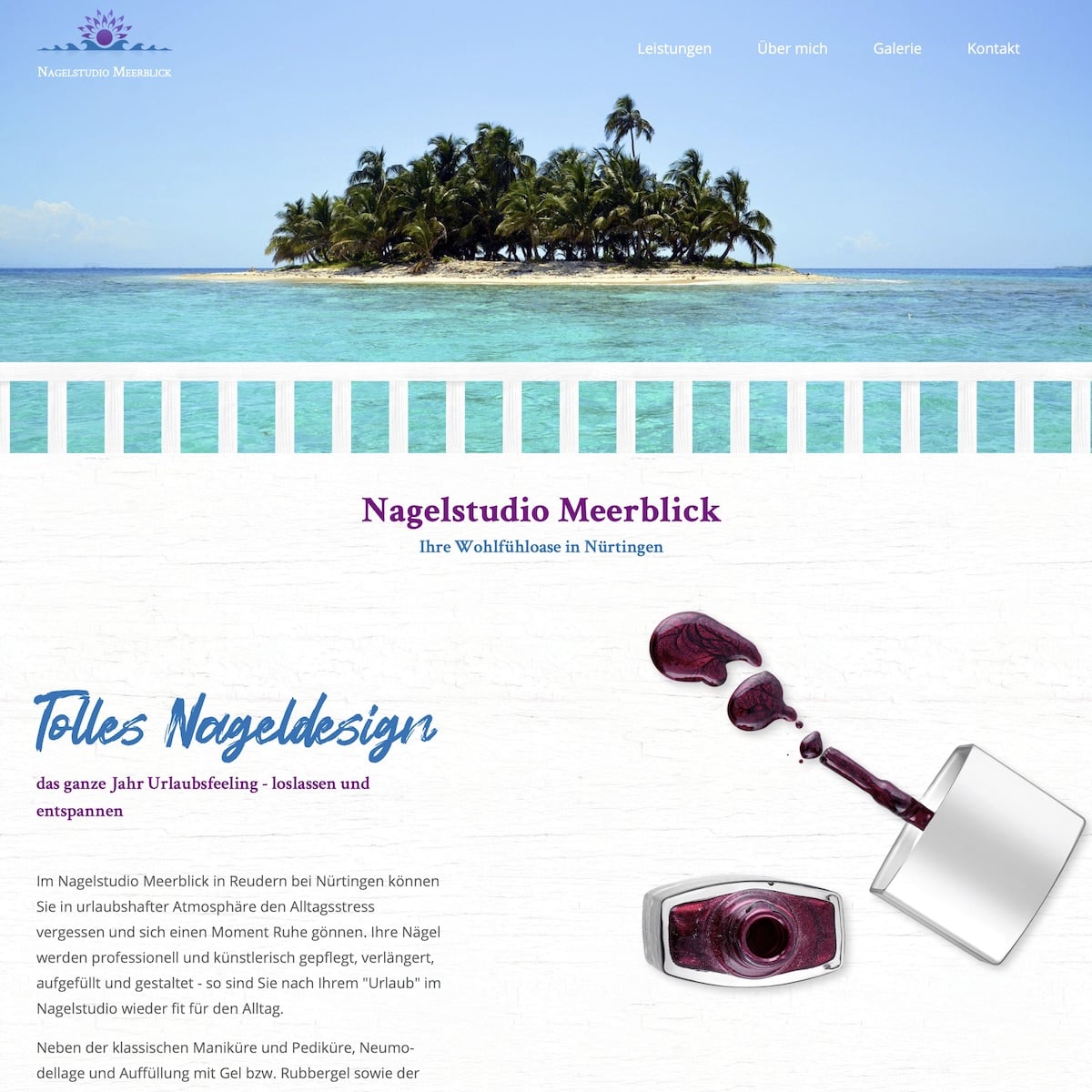 Homepage Referenz vom Webdesigner aus Leipzig: Nagelstudio Meerblick