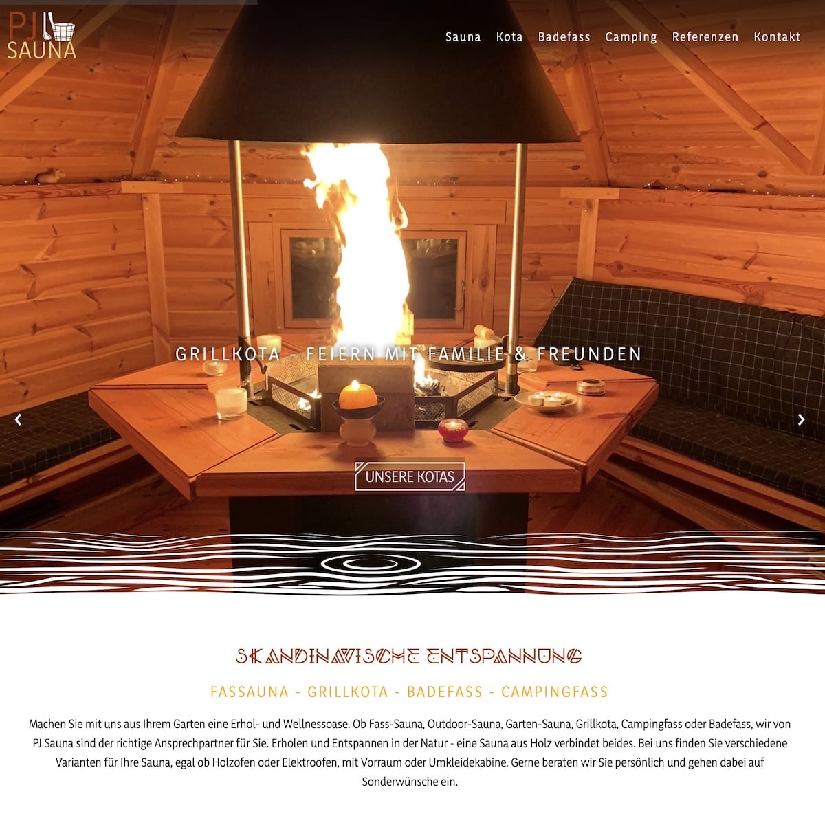 Homepage Referenz vom Webdesigner aus Leipzig: PJ Sauna