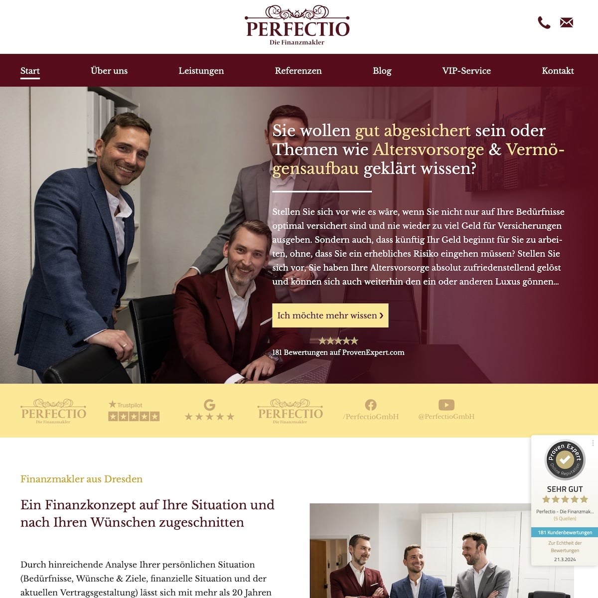 Homepage Referenz vom Webdesigner aus Leipzig: Perfectio