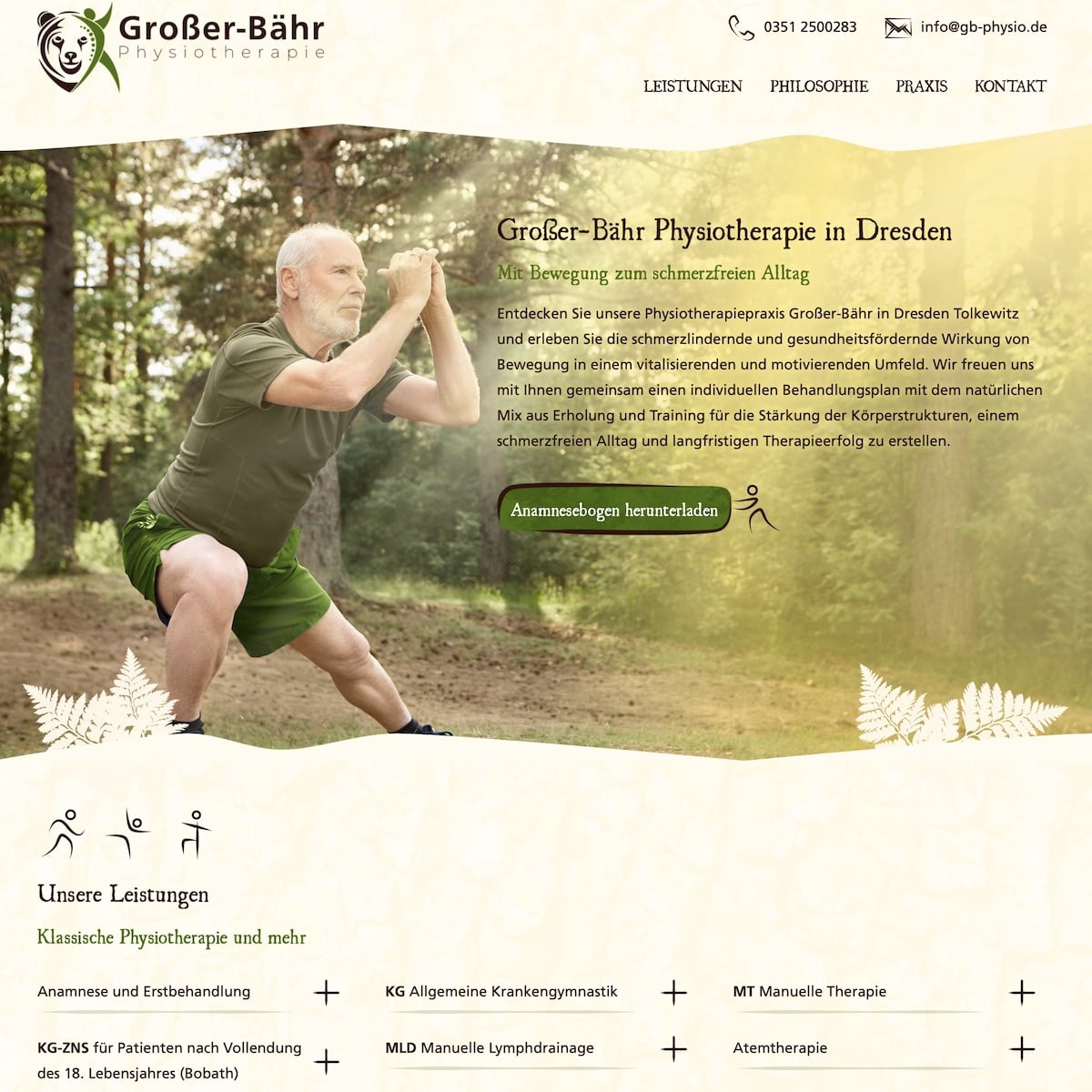 Homepage Referenz vom Webdesigner aus Leipzig: Großer-Bähr Physio