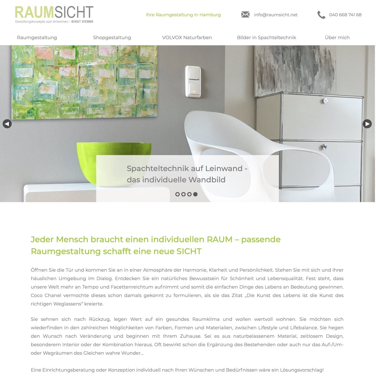 Homepage Referenz vom Webdesigner aus Leipzig: Raumsicht