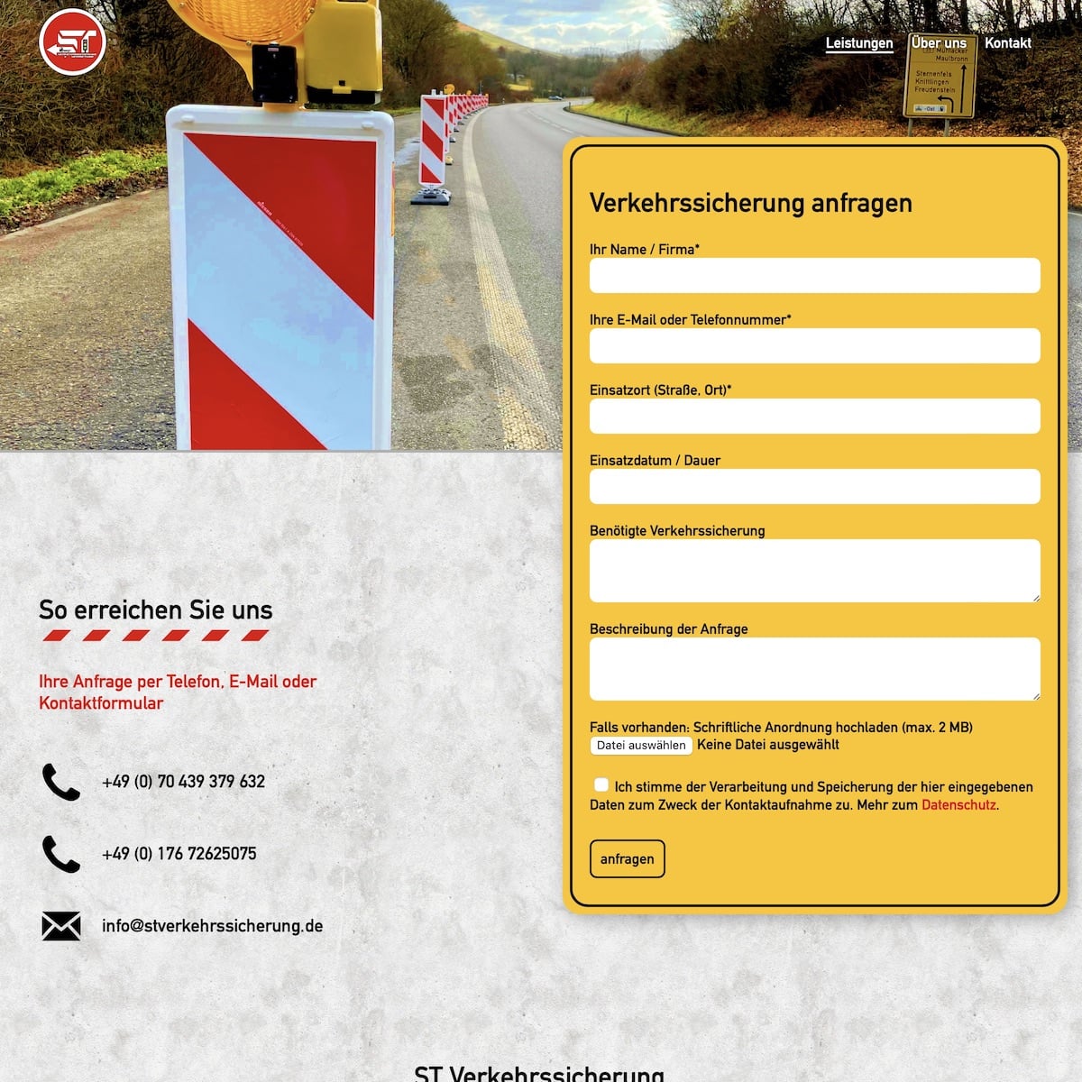 Homepage Referenz vom Webdesigner aus Leipzig: ST Verkehrssicherung