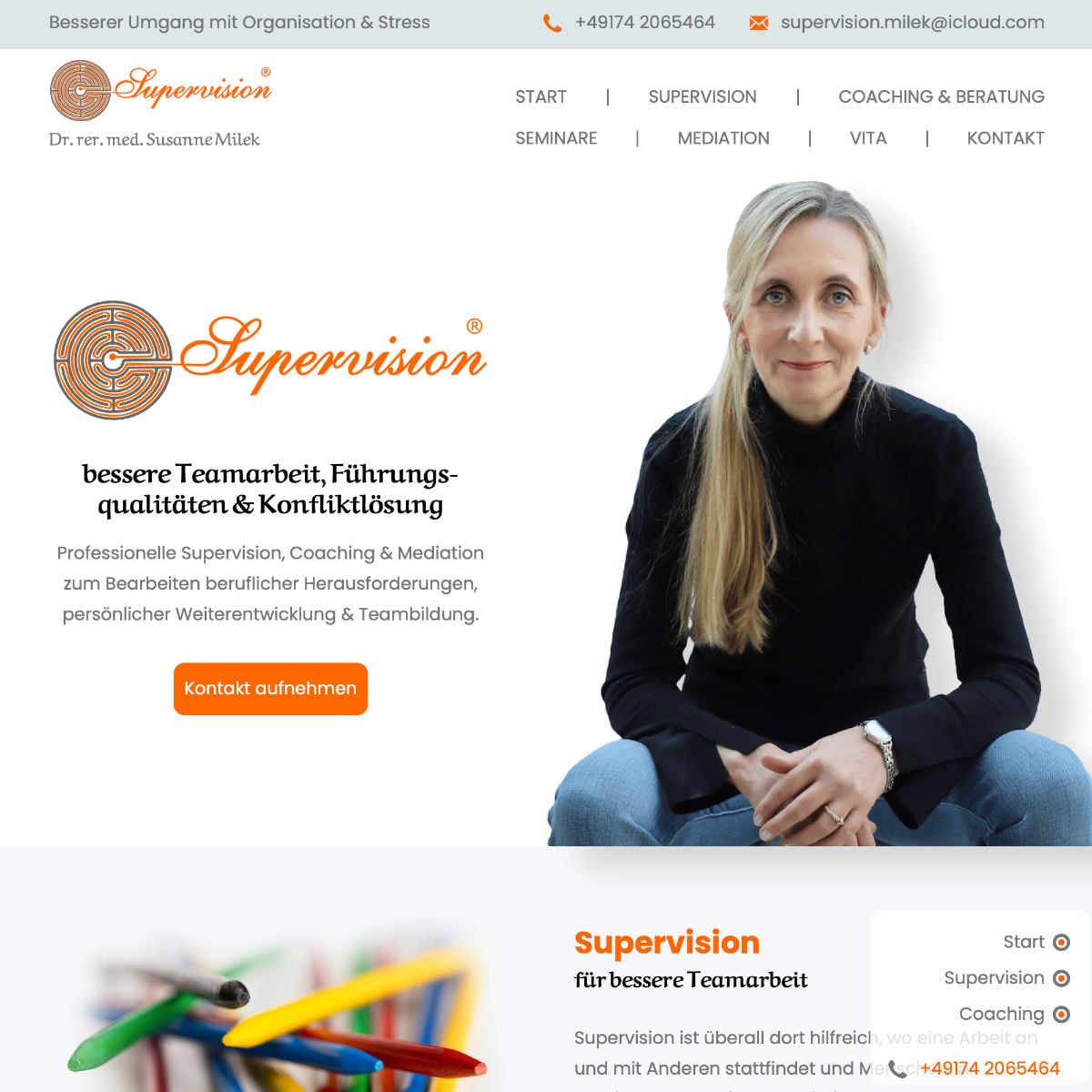 Homepage Referenz vom Webdesigner aus Leipzig: Supervision Dr. Milek